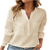 Women's Shirt V-neck Temperament Leisure Solid Color Pullover