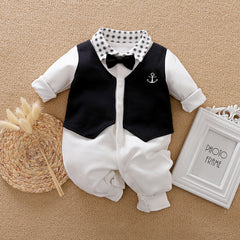 Baby Jumpsuit Spring And Autumn Models Foreign Trade Gentleman Baby Clothes Long-Sleeved