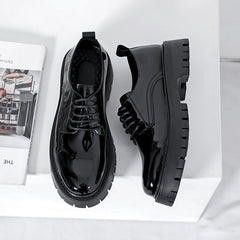 Plus Size Men's Shoes Fashion Shiny Surface Big Head Leather Shoes British Style