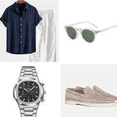 Casual Loose Multi-color Beachwear Cotton And Linen Short Sleeve Suit