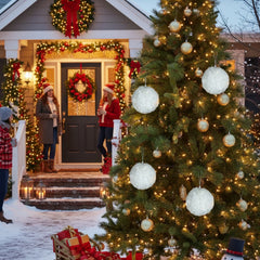 6PCS Set Christmas Ball Ornaments Cream Ruffle Hanging Decorations For Xmas Tree Holiday Home Decor FBA Shipment