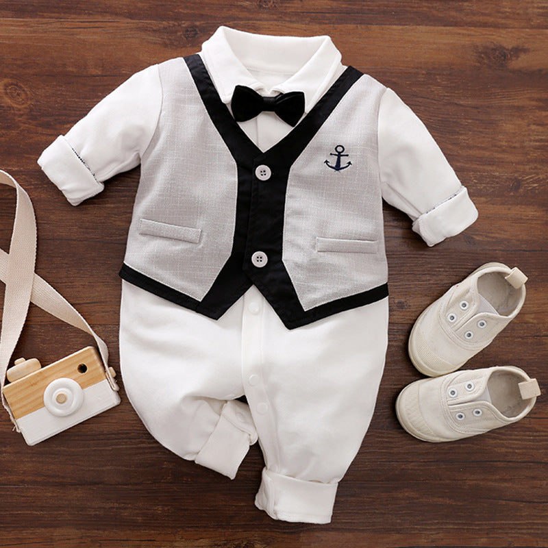 Baby Jumpsuit Spring And Autumn Models Foreign Trade Gentleman Baby Clothes Long-Sleeved