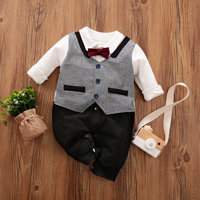 Baby Jumpsuit Spring And Autumn Models Foreign Trade Gentleman Baby Clothes Long-Sleeved