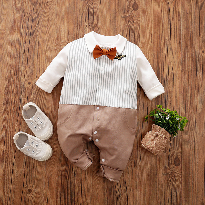 Baby Jumpsuit Spring And Autumn Models Foreign Trade Gentleman Baby Clothes Long-Sleeved