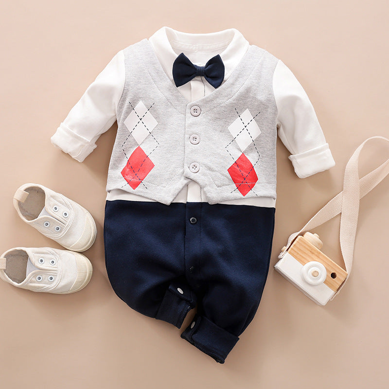 Baby Jumpsuit Spring And Autumn Models Foreign Trade Gentleman Baby Clothes Long-Sleeved
