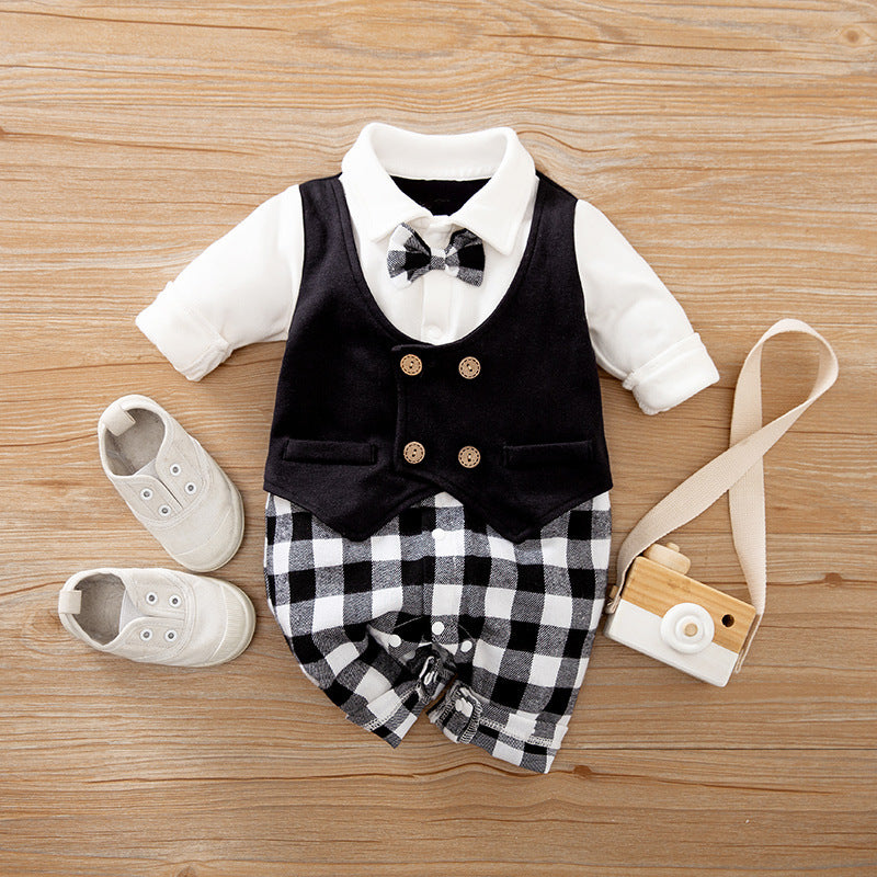 Baby Jumpsuit Spring And Autumn Models Foreign Trade Gentleman Baby Clothes Long-Sleeved