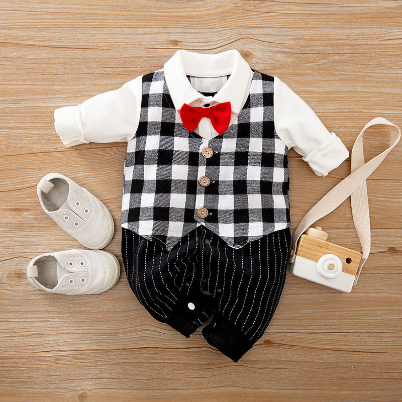 Baby Jumpsuit Spring And Autumn Models Foreign Trade Gentleman Baby Clothes Long-Sleeved