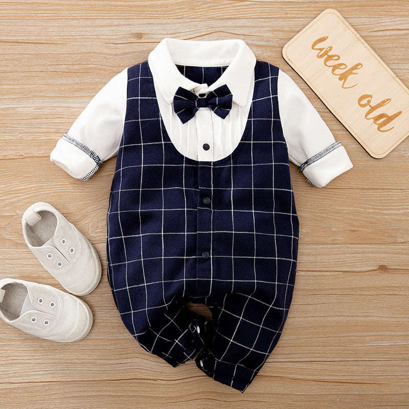 Baby Jumpsuit Spring And Autumn Models Foreign Trade Gentleman Baby Clothes Long-Sleeved