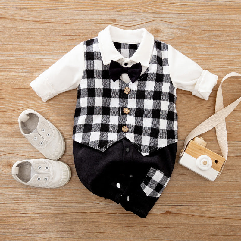 Baby Jumpsuit Spring And Autumn Models Foreign Trade Gentleman Baby Clothes Long-Sleeved