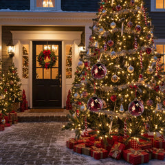 4PCS Set Christmas Glass Ball Ornaments Hanging Tree Decorations Shiny Holiday Party Decor Xmas Tree Decorations FBA Shipment