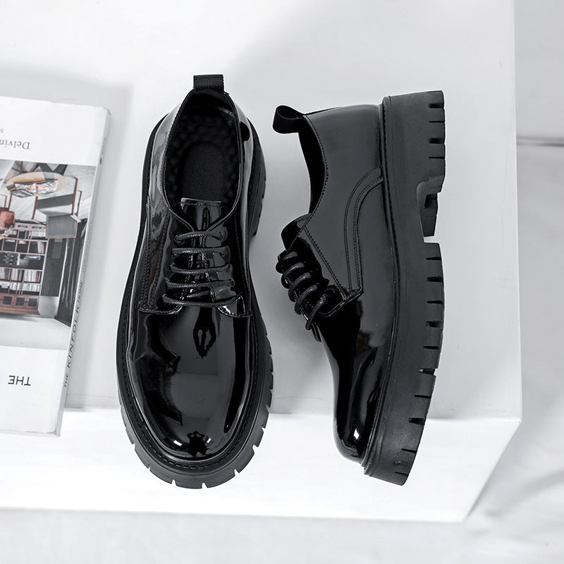 Plus Size Men's Shoes Fashion Shiny Surface Big Head Leather Shoes British Style